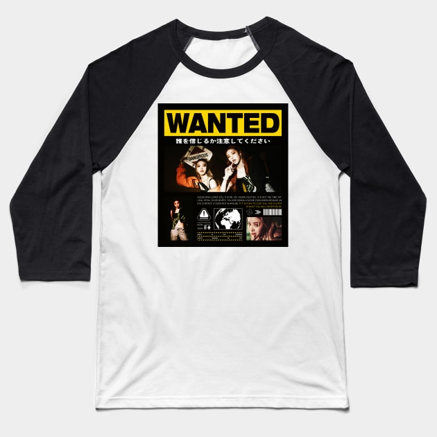 WANTED: BEWARE OF WHO YOU TRUST LOGO DESIGN - BLACK EDITION Baseball T-Shirt by Al-loony